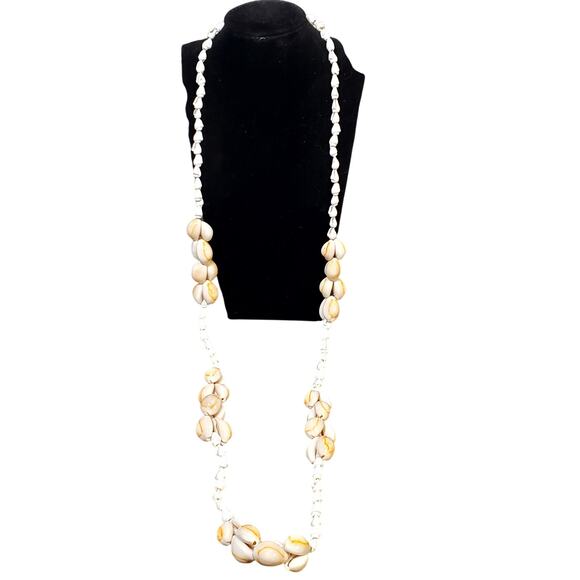 Hilo Hatties Necklace Cowrie Shell Bead Clusters Strand 19" Vtg Hawaiian Boho - Picture 1 of 3